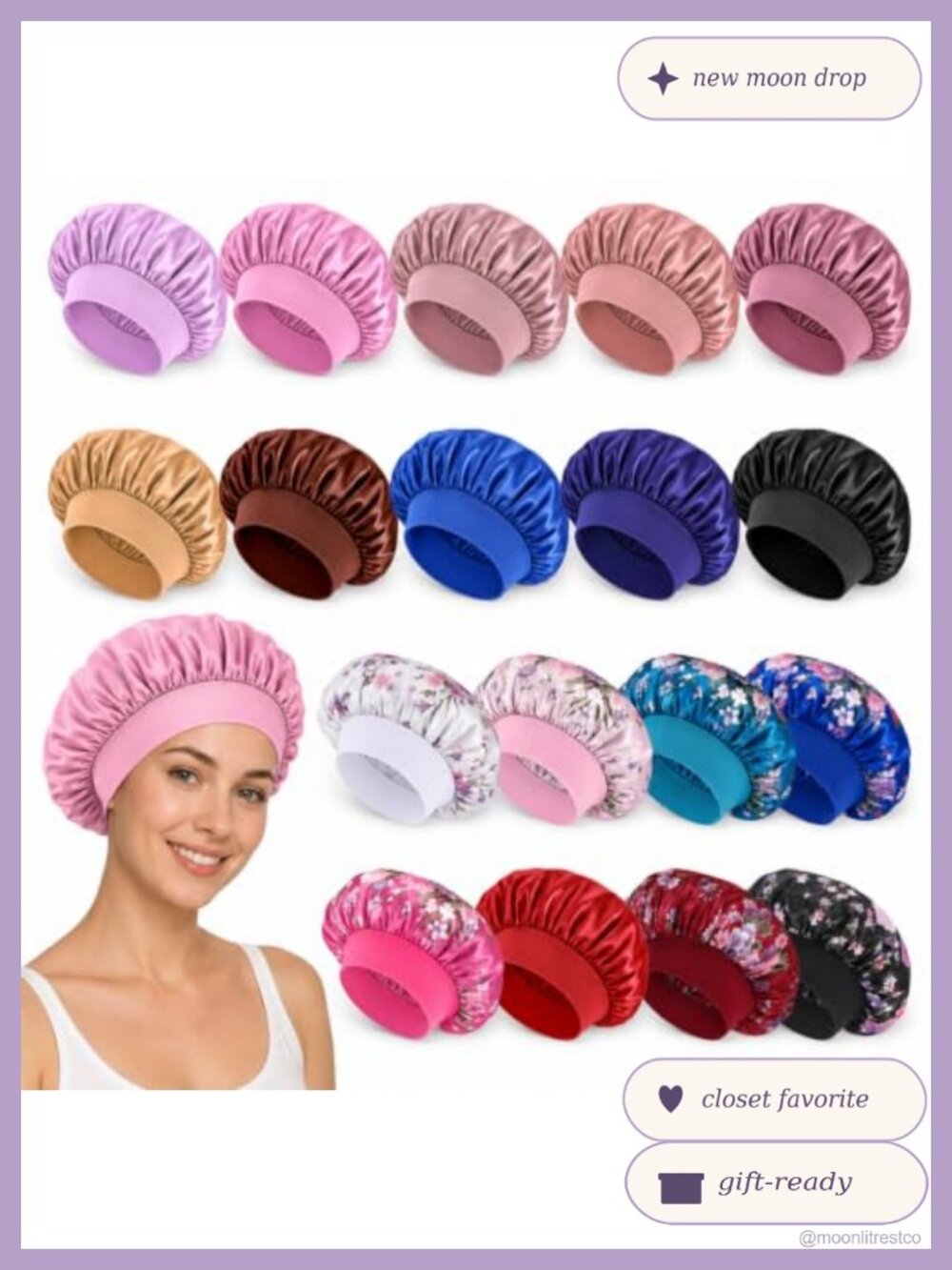 Satin Hair Bonnets for Sleeping Wide Band Elastic Sleep Cap